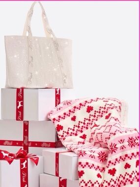 Victoria’s Secret PINK Cozy Plush Blanket and Bling Tote Bag Set, BNWT
